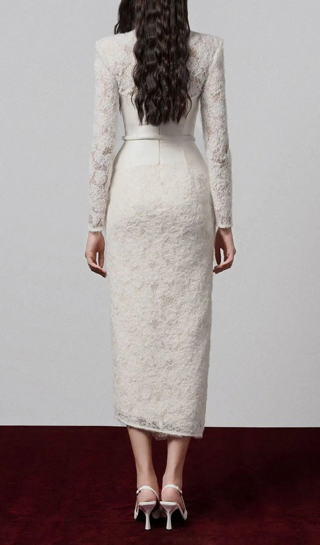 Gaia Sheath V-Neck Lace Midi Dress Flowering Girl