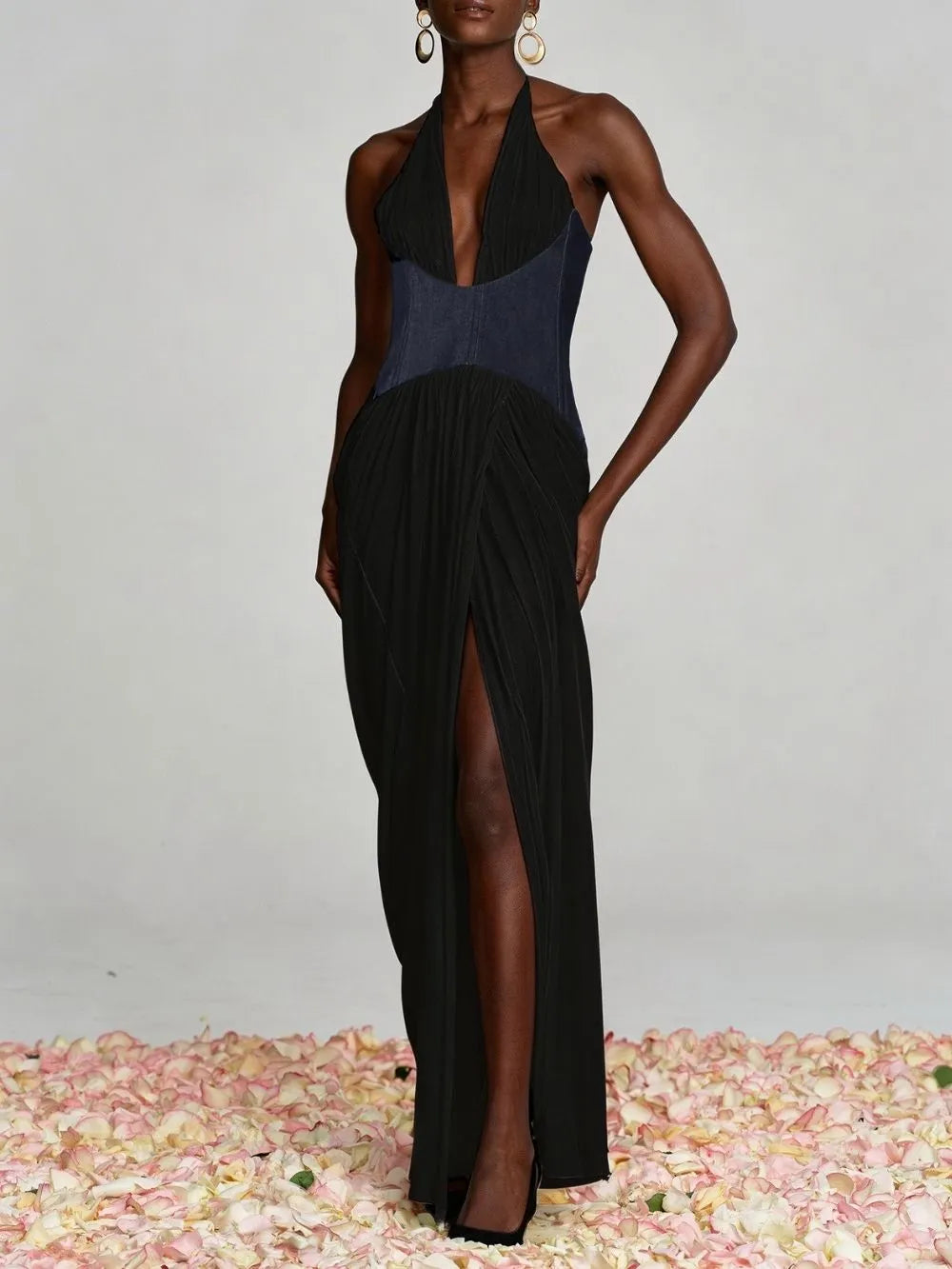 Marti Black Halter Maxi Dress Flowering Girl