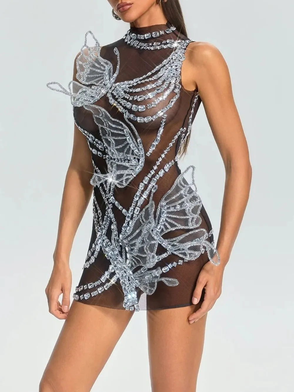 Fathia Sleeveless Crystal Butterfly Dress Flowering Girl