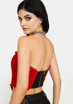 Velvet Heart Shaped Bustier Top Flowering Girl