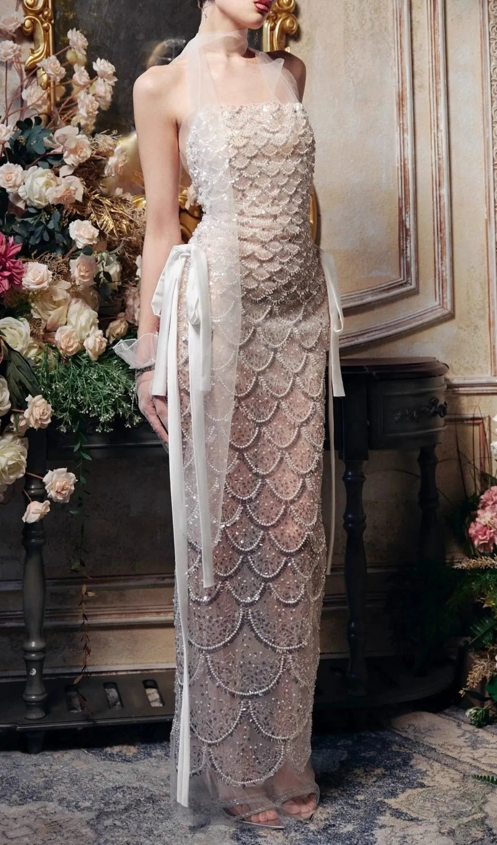 Jenna Sequin Backless Maxi Dress Flowering Girl