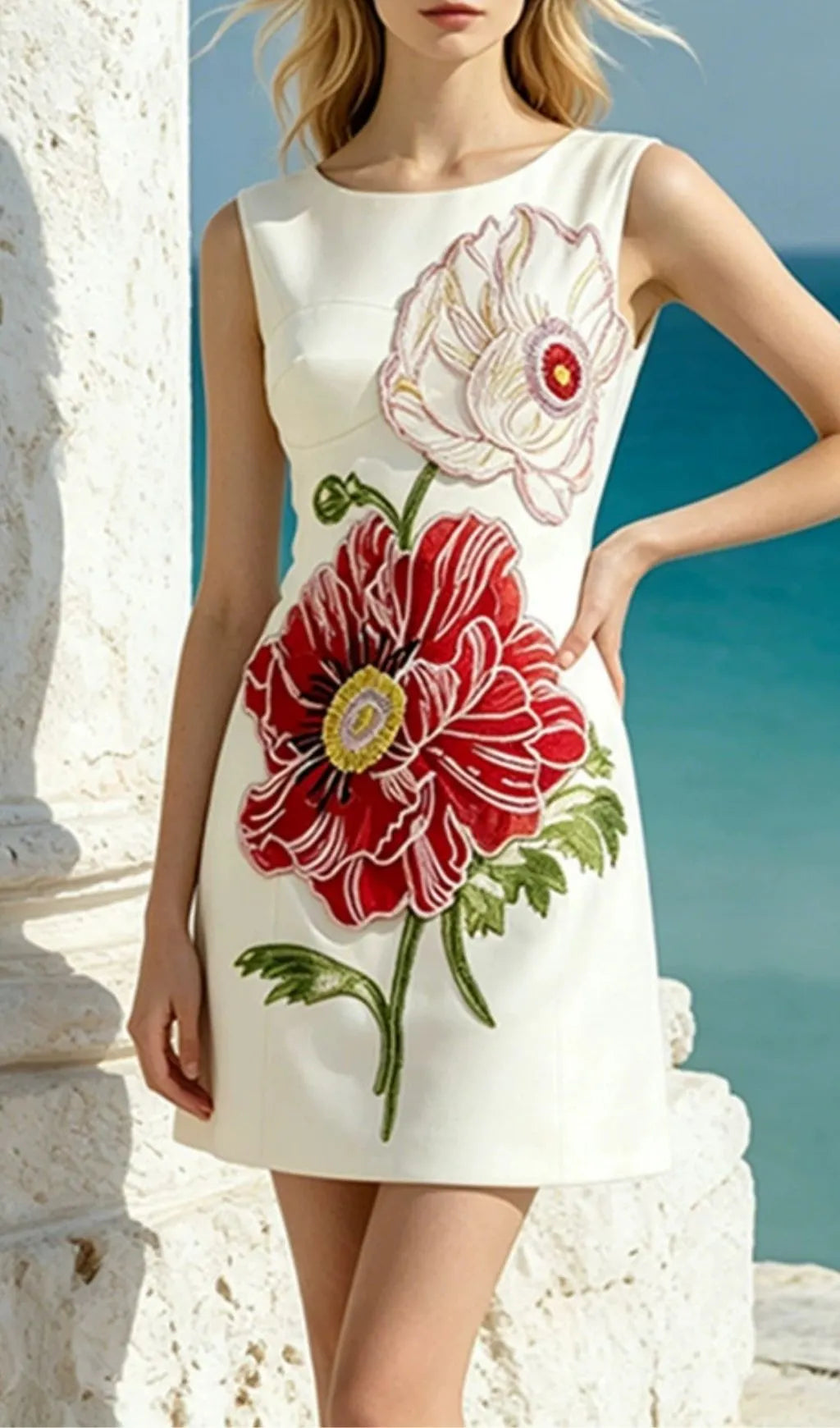Lailah White Strapless Flower Mini Dress Flowering Girl