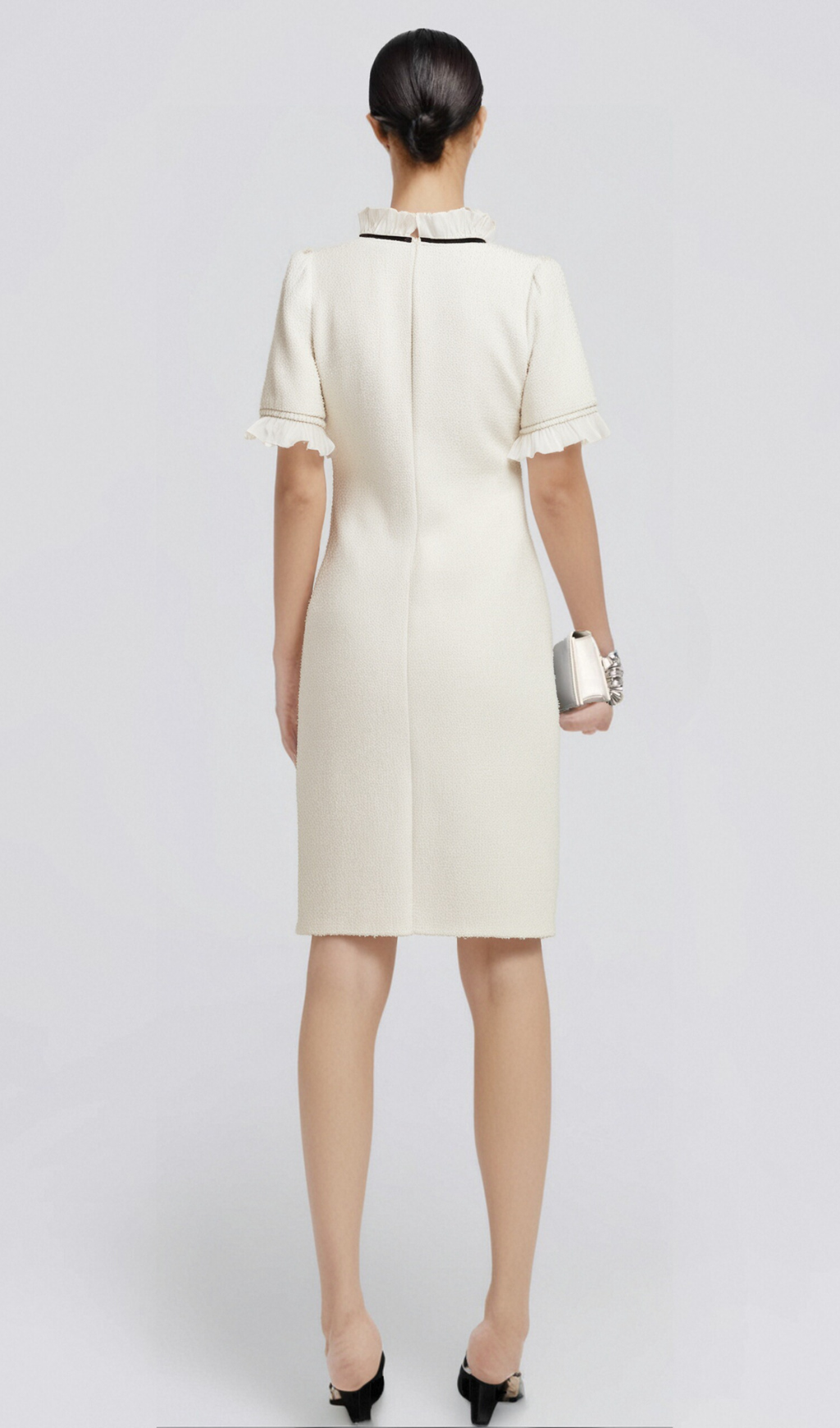 Hélène faux-pearl frilled midi dress Flowering Girl