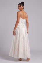 White Lace Corset Midi Dress Flowering Girl