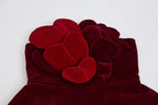 Evangeline Strapless Heart Velvet Mini Dress In Burgundy Flowering Girl