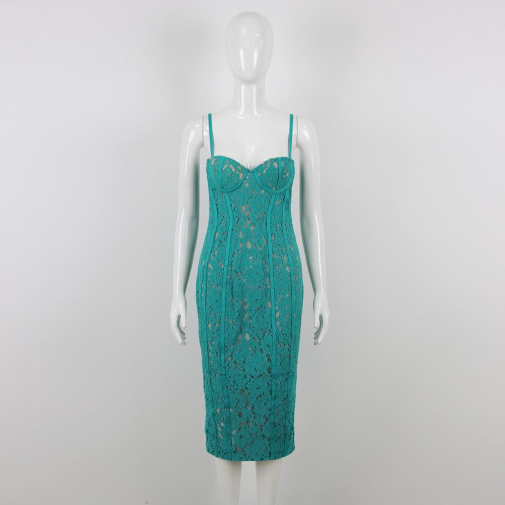 Strappy Lace Midi Dress Flowering Girl