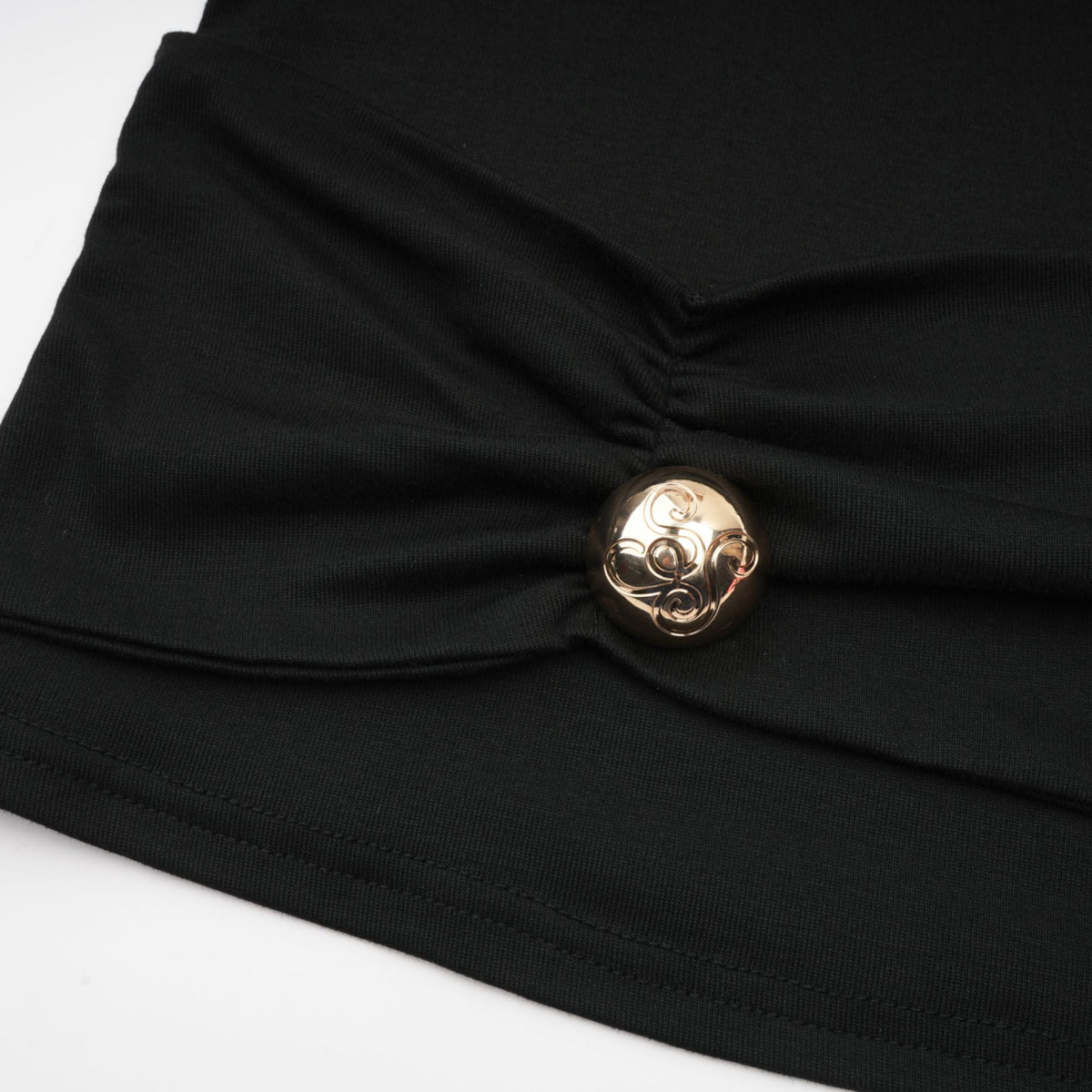 Odette Black Ruched Stretch-Jersey Top Flowering Girl