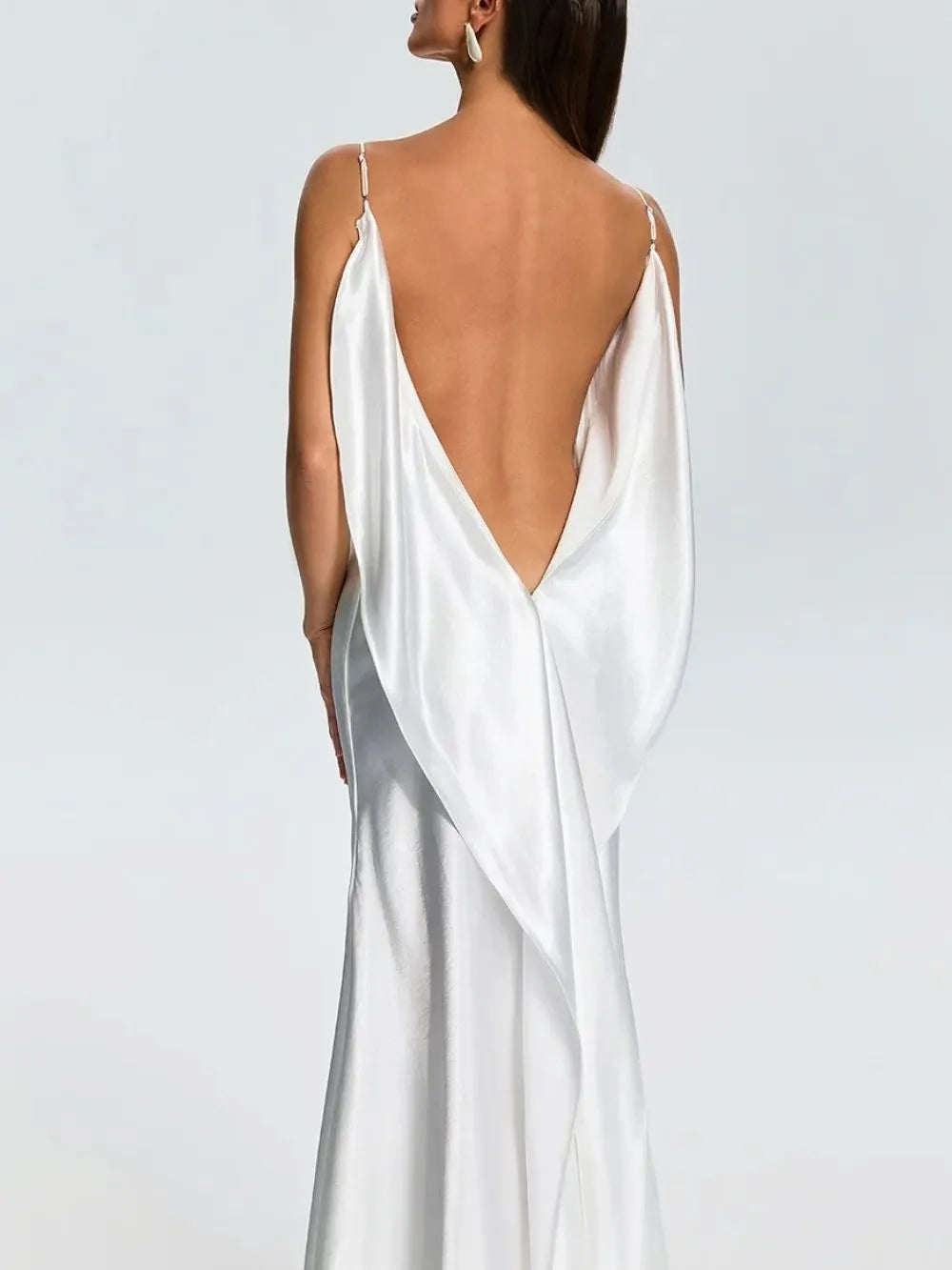 Farica Backless Satin Maxi Dress Flowering Girl