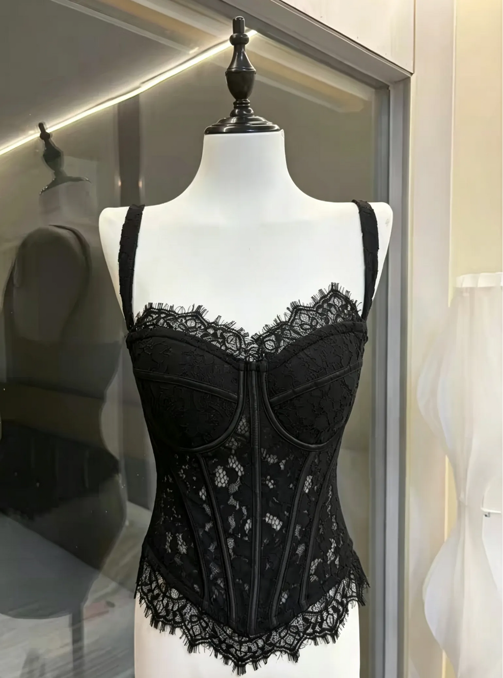 Black Lace Corset & Nude Tulle Tutu Two-Piece Set Flowering Girl