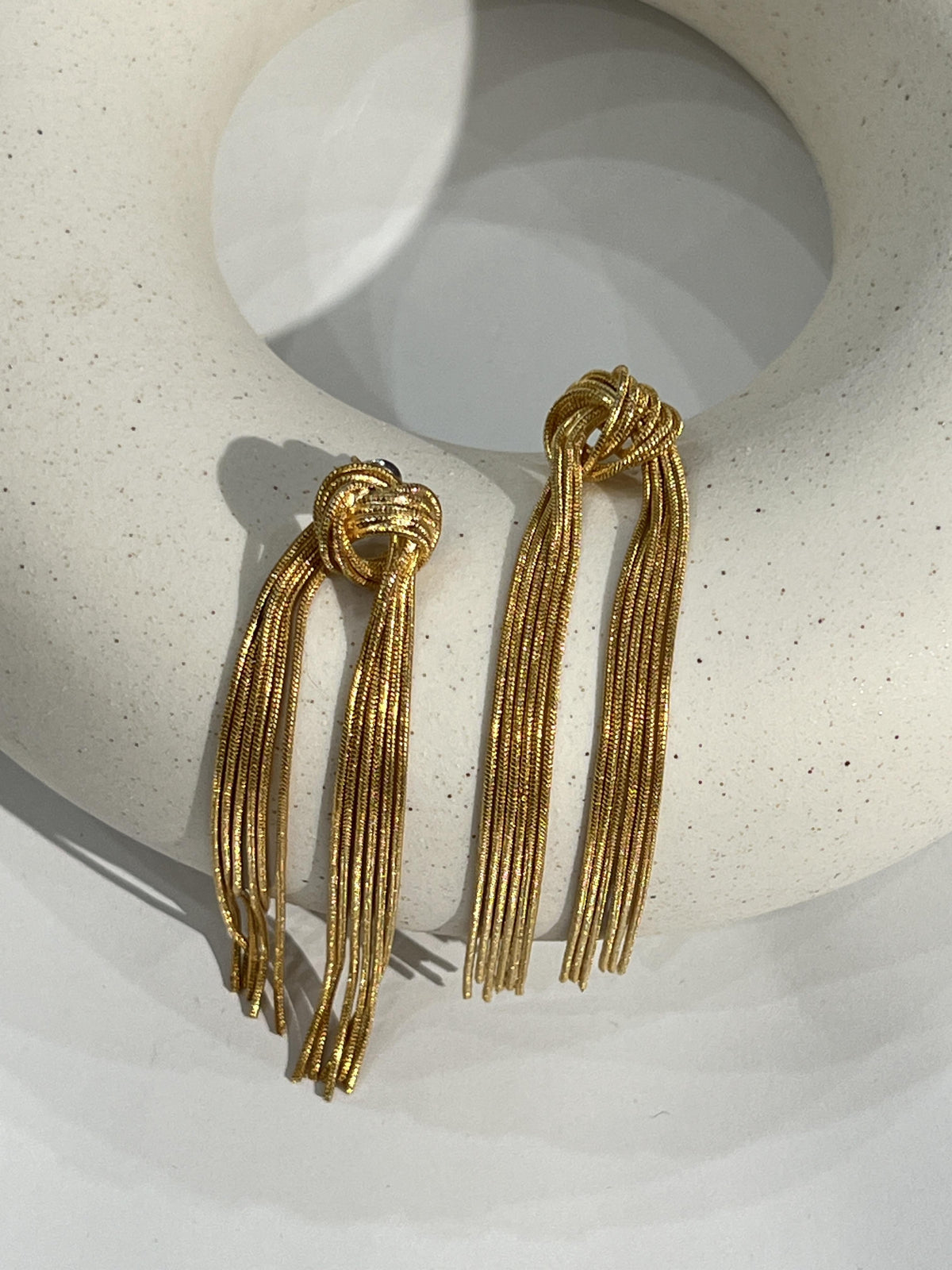 Gold Tied Tassel Earrings Flowering Girl