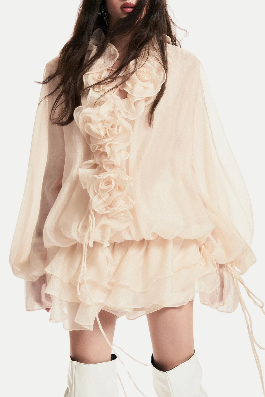 Jaketta Flower Ruffle Mini Dress Flowering Girl