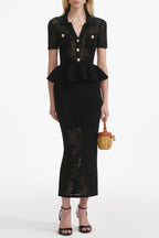 Adelaide Black Bow Crochet Midi Dress Flowering Girl