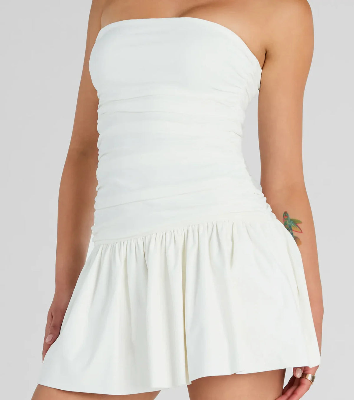 Satin Polka Dot Mini Dress in ivory Flowering Girl
