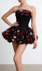 Kalani Strapless Corset Flower Mini Dress Flowering Girl
