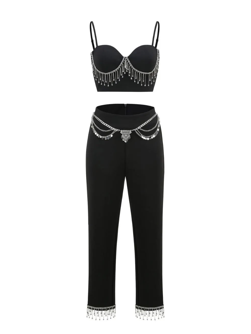 Makbule Black Diamante Two-Piece Set Flowering Girl
