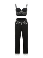 Makbule Black Diamante Two-Piece Set Flowering Girl