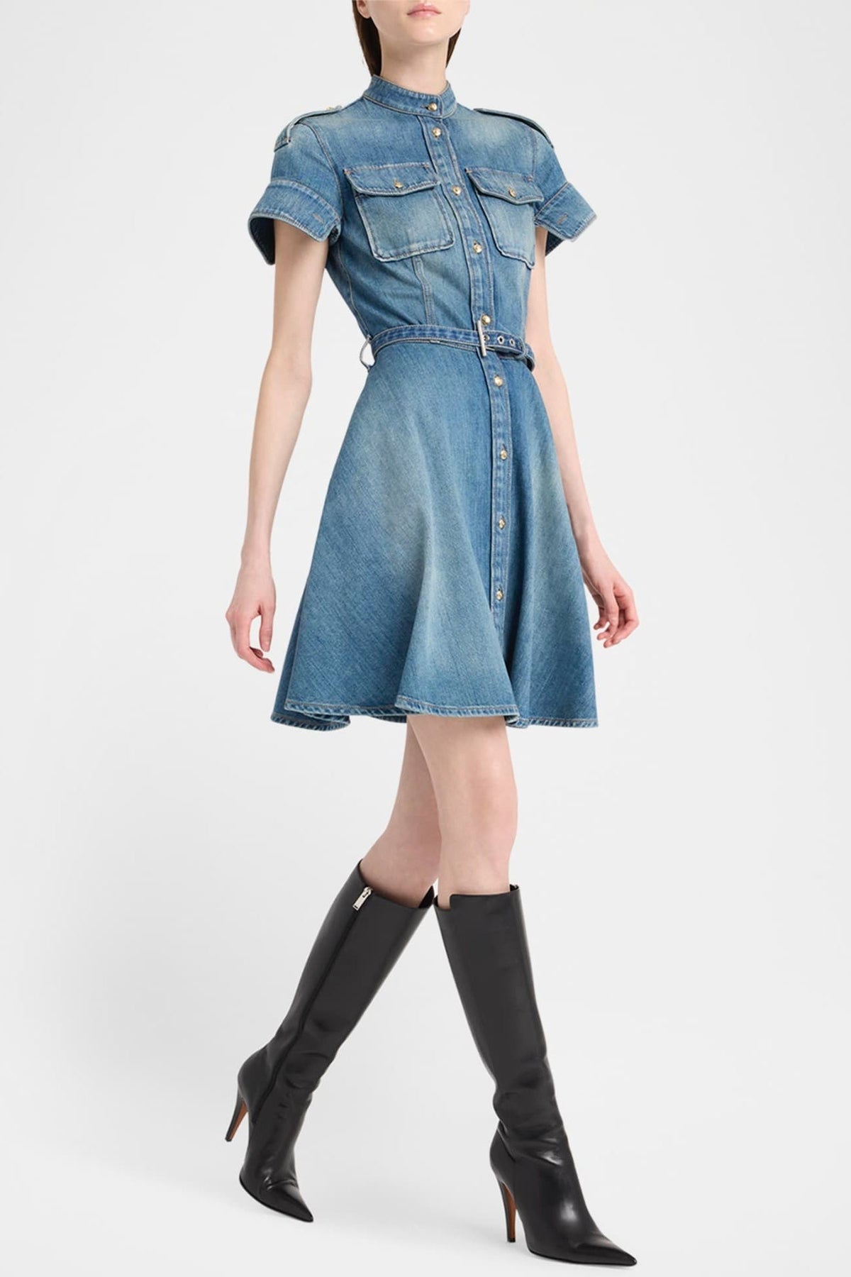 Rigby Belted Denim Mini Dress Flowering Girl