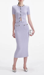 Lilac Embellished Knit Top Flowering Girl