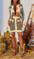 Houndstooth Knitted Skirt Set Flowering Girl