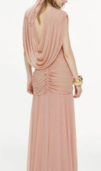 Kenia Pink V-Neck Ruched Maxi Dress Flowering Girl