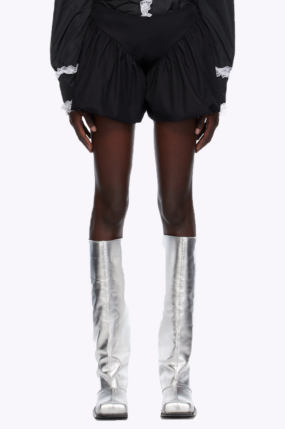 Danika Chunky Heel Metallic Trouser Boots - Silver Flowering Girl
