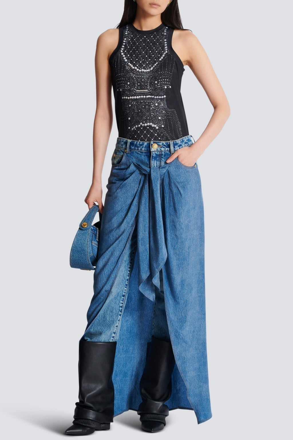 Austyn Jeans With Draped Skirt Flowering Girl