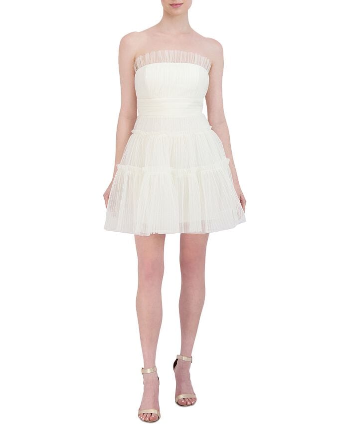 STRAPLESS TIERED TULLE MINI DRESS Flowering Girl