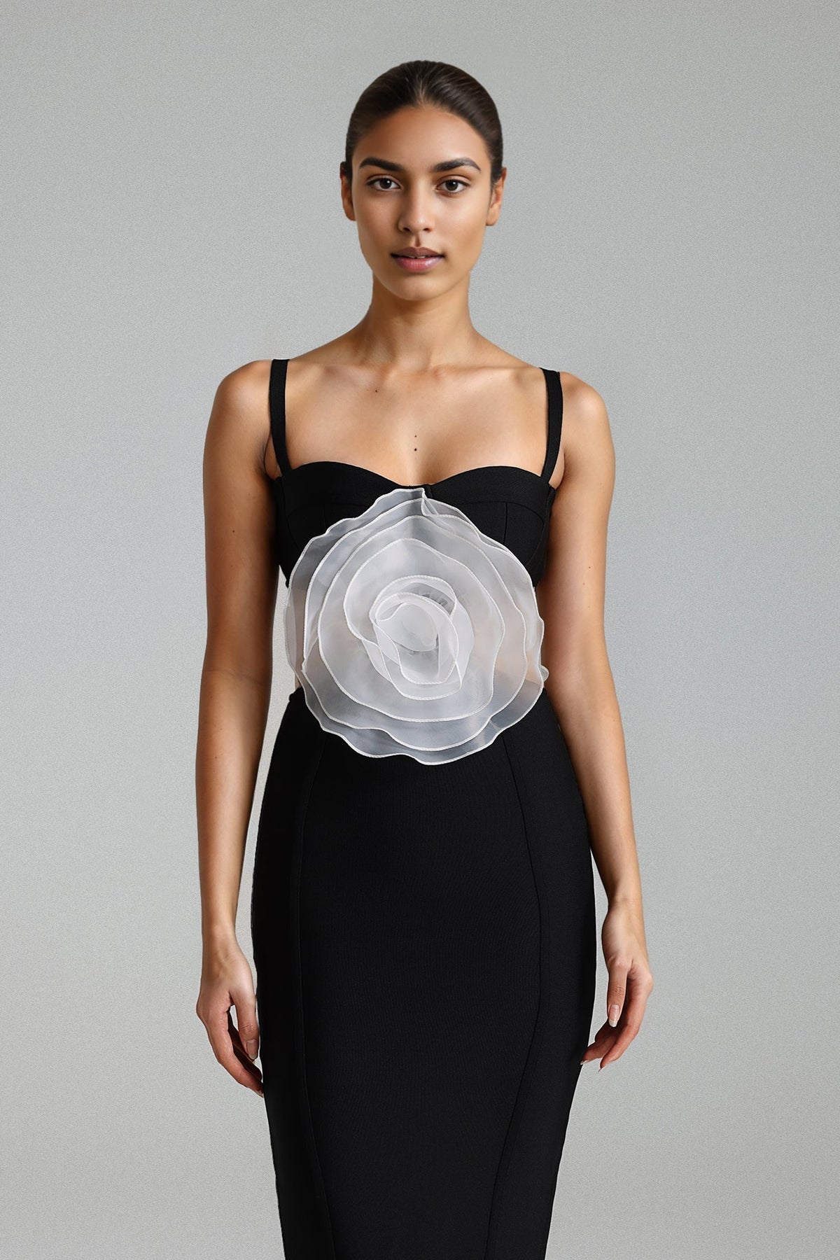 Jacey Mesh Flower Bandage Midi Dress Flowering Girl