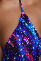 Galaxy Print Halter Tie Side Two‑Piece Bikini Set Flowering Girl