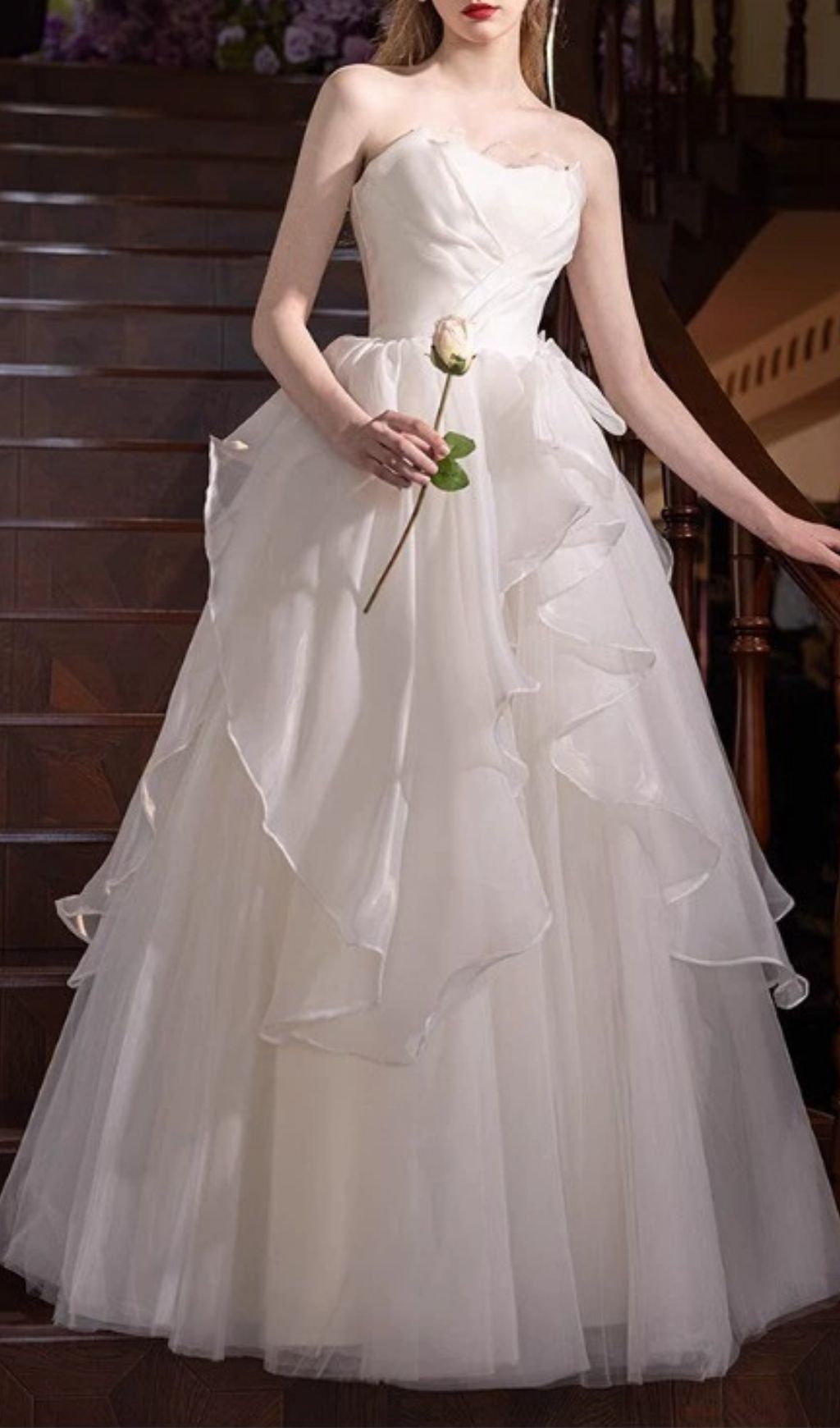 Karlie White Strapless Mesh Maxi Dress Flowering Girl