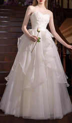 Karlie White Strapless Mesh Maxi Dress Flowering Girl