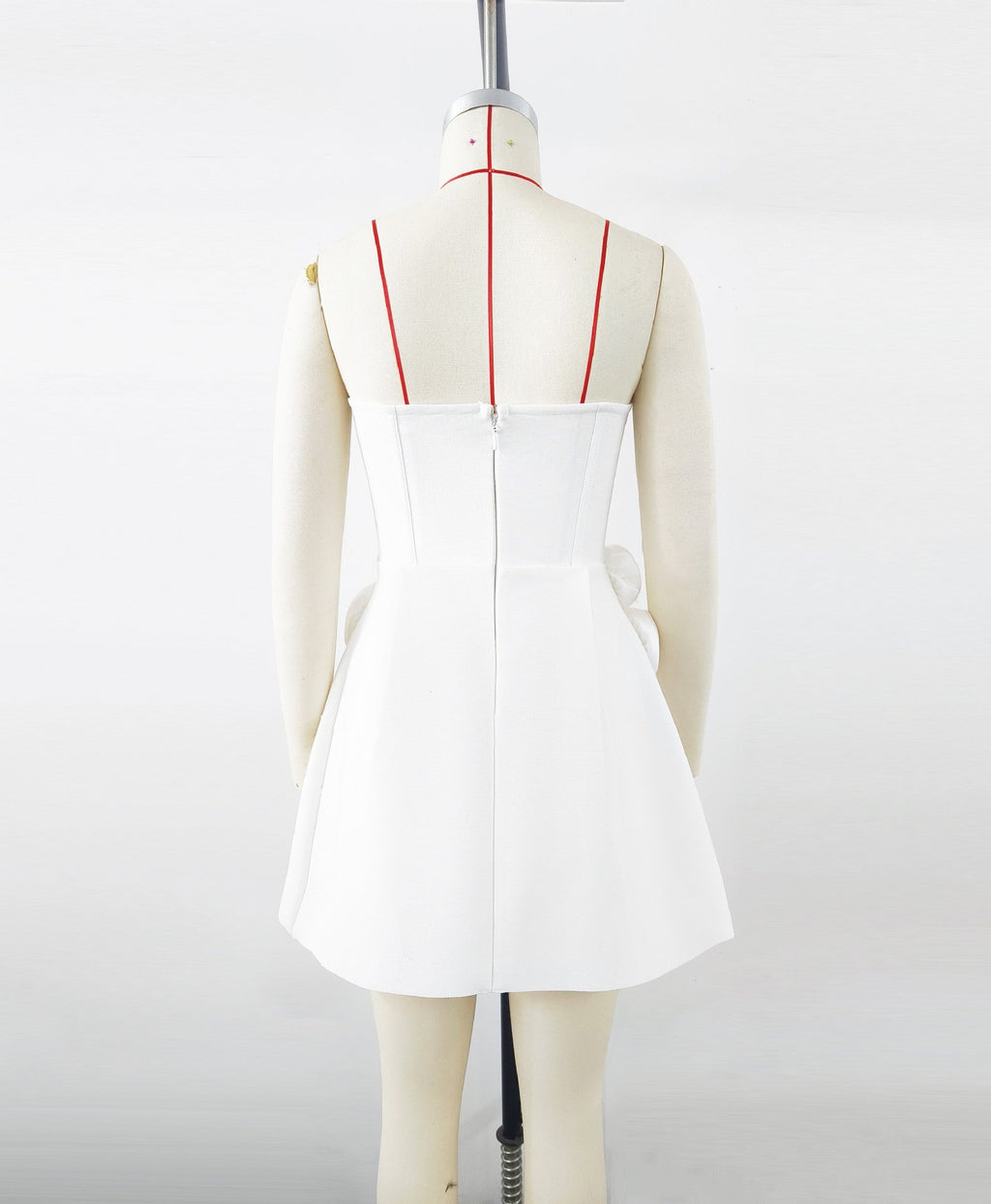 valerie 3d flower embellished strapless mini dress in white Flowering Girl