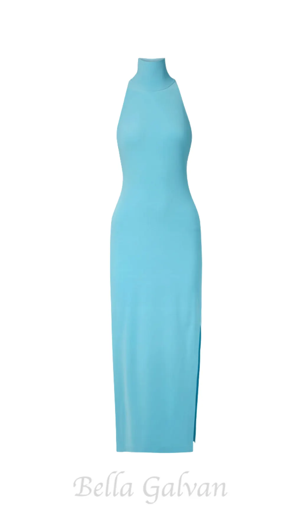 Open-back Stretch-jersey Halterneck Maxi Dress in Blue Flowering Girl