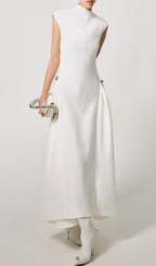 A Line Maxi Dress White Flowering Girl