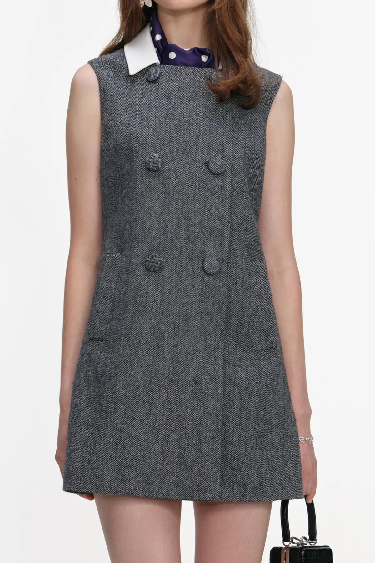 Euryda Herringbone Scarf Sleeveless Mini Dress Flowering Girl