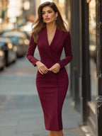 Elegant Tailored Blazer Midi Dress Flowering Girl