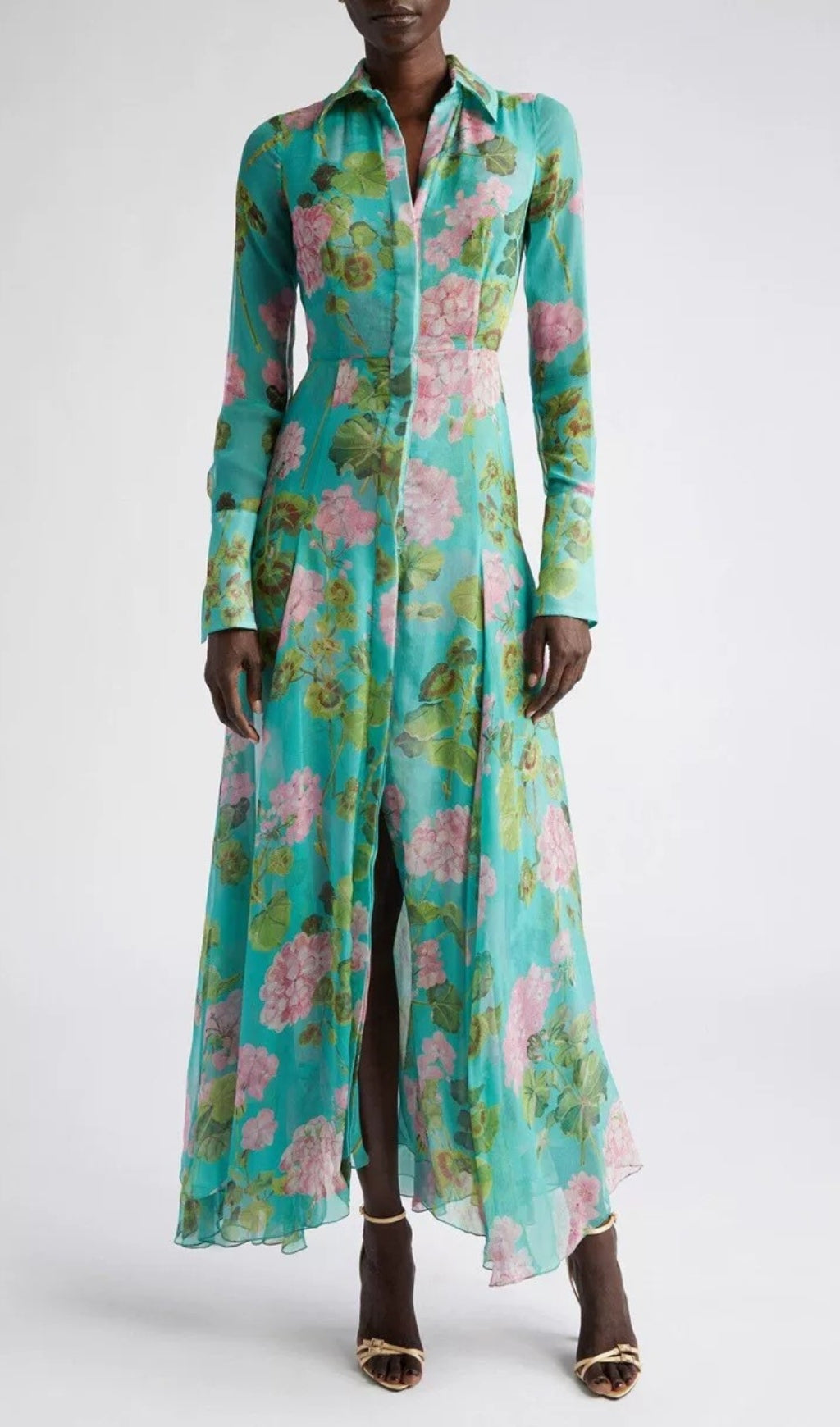 Baia Green Floral Long Sleeve Maxi Dress Flowering Girl