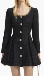 Black Boucle Tailored Mini Dress Flowering Girl
