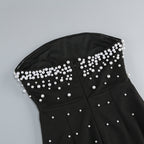 Pearl-Embellished Strapless Gown In Black Flowering Girl