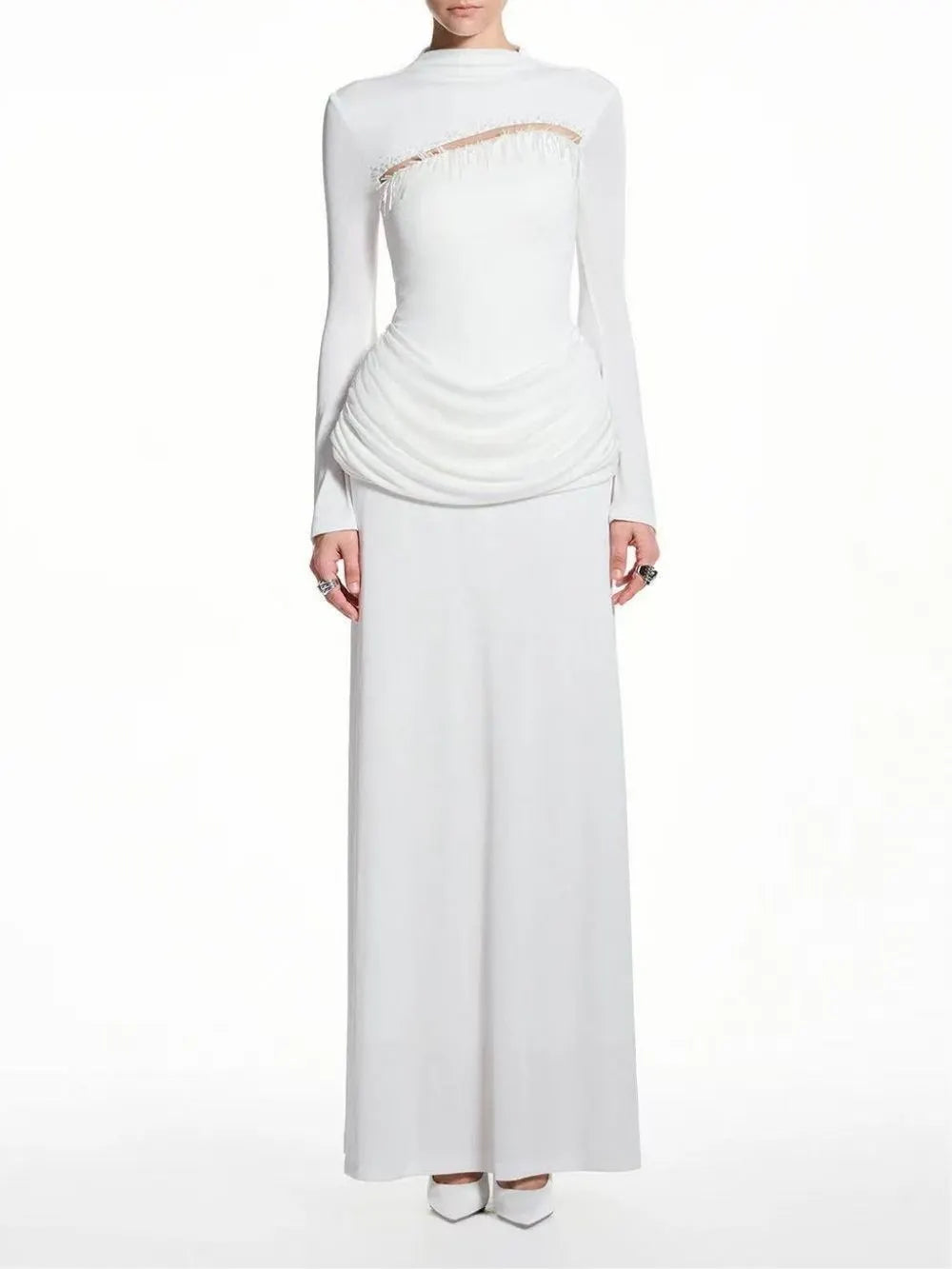 Marva Long Sleeve Ruched Maxi Dress Flowering Girl