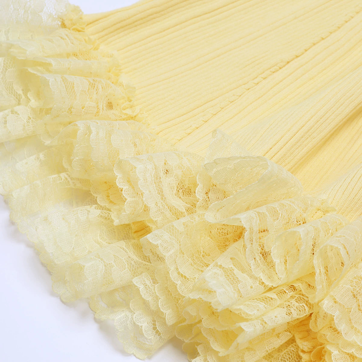 Kibibi Yellow Lace Knit Midi Dress Flowering Girl