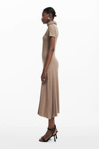 Midi Dress With High Neck Flowering Girl