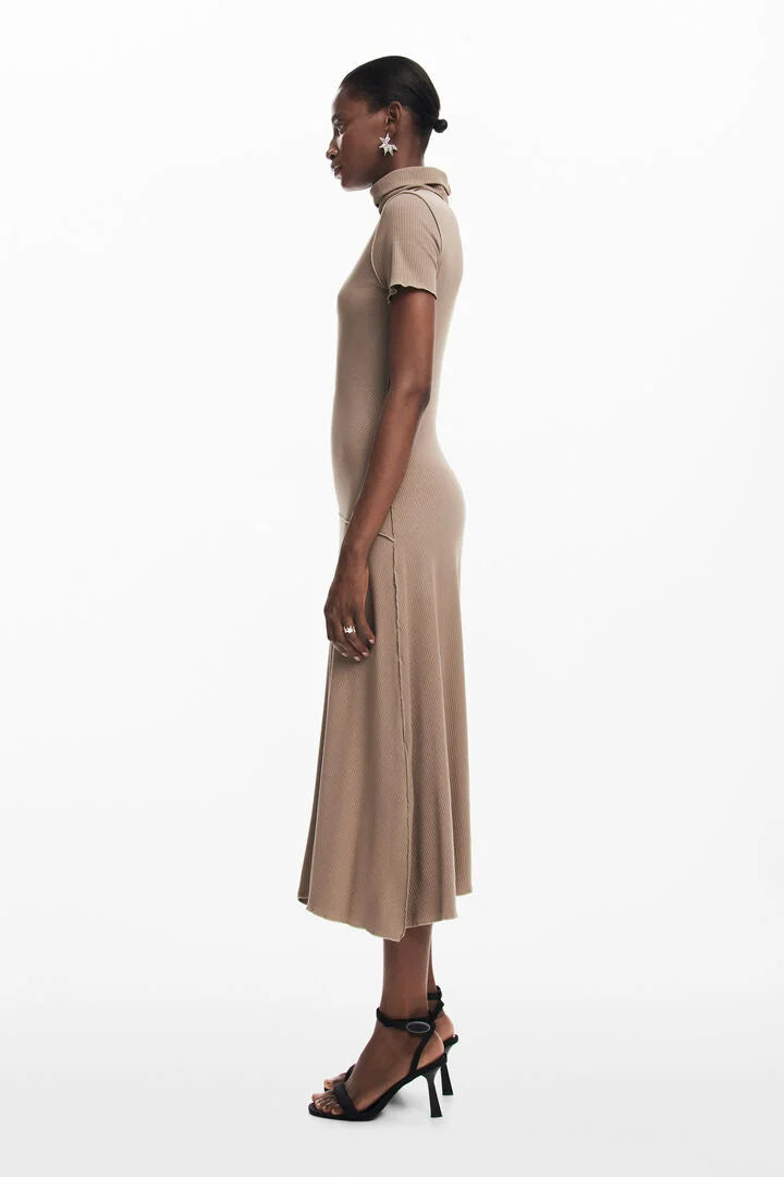 Midi Dress With High Neck Flowering Girl