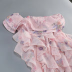 Malini Floral Ruffle Mini Dress Flowering Girl