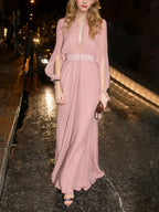 Pink Long-Sleeved Maxi Dress Flowering Girl