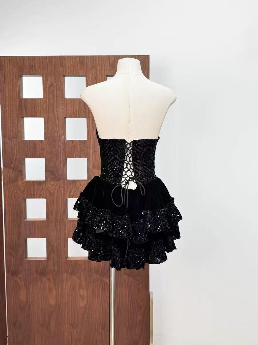 Syraza Strapless Sequin Bow Mini Dress Flowering Girl