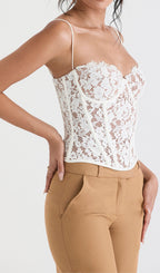 Mila Ivory Lace Underwired Corset Top Flowering Girl