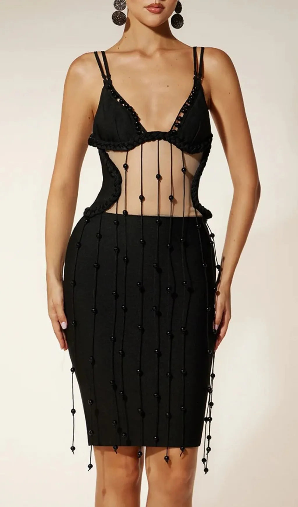 Einav Spaghetti Fringe Bandage Mini Dress Flowering Girl