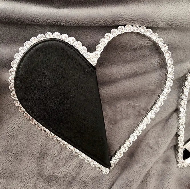 Black Love Diamond Leather Clutch Flowering Girl
