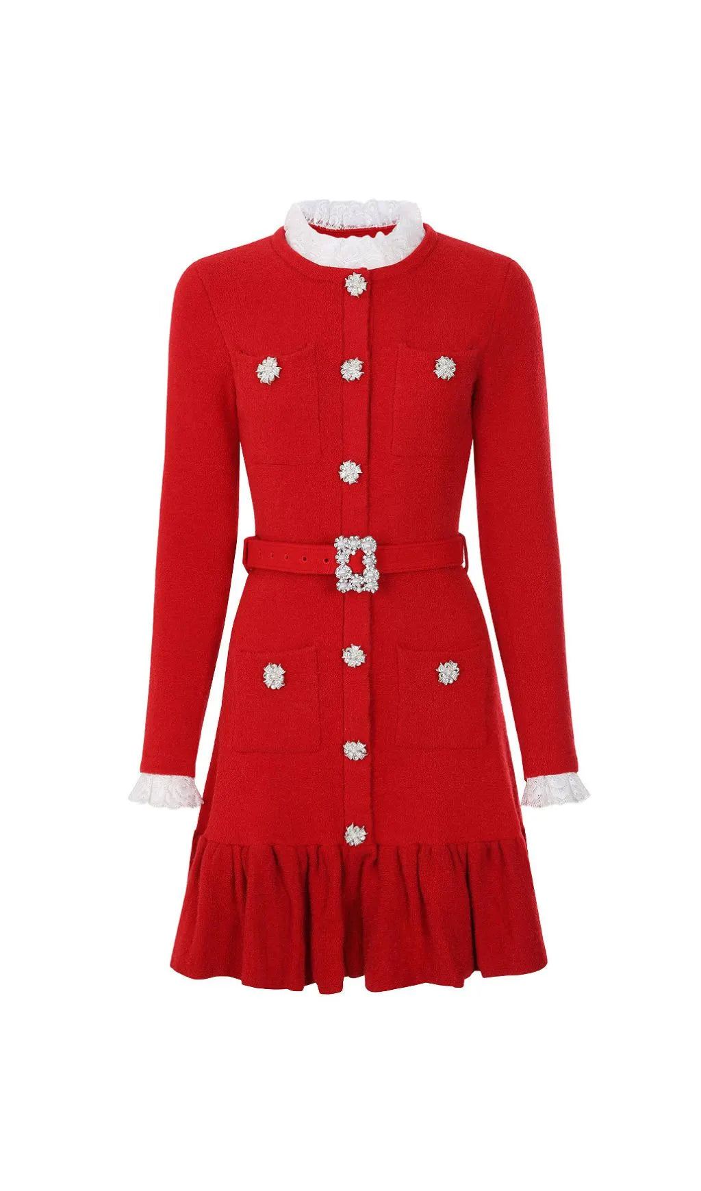 Jennie Knit Lace Long Sleeve Mini Dress Flowering Girl